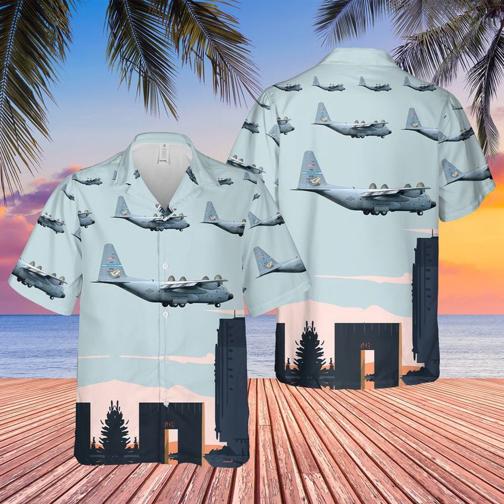 Air Force Hawaiian Shirt, USAF Oklahoma Air National Guard 137th Special Operations Wing C-130H Hercules Hawaiian Shirt, Airplane Hawaiian Shirt