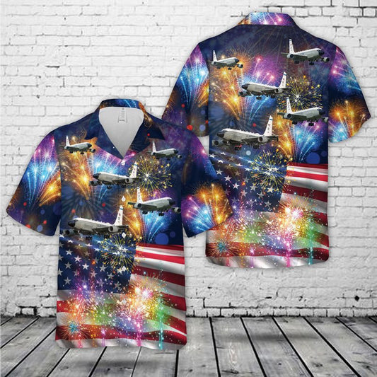 Air Force Hawaiian Shirt, USAF RC-135 Rivet Joint Recon Airplane, 4th Of July Hawaiian Shirt, Airplane Hawaiian Shirt, Military Aloha Shirts