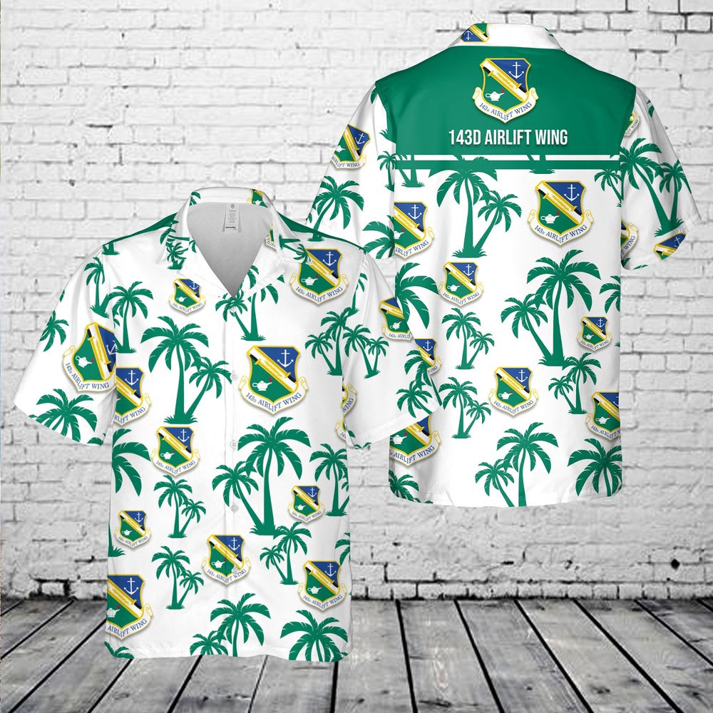 Air Force Hawaiian Shirt, USAF Rhode Island Air National Guard 143d Airlift Wing Hawaiian Shirt, Airplane Hawaiian Shirt, Military Aloha Shirts