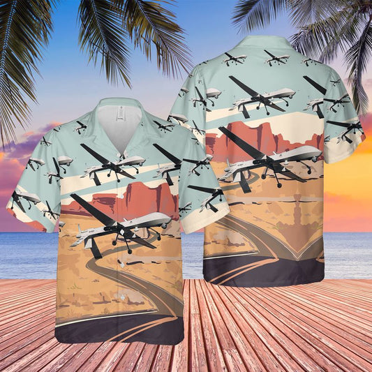 Air Force Hawaiian Shirt, US Air Force 11th Attack Squadron MQ-1 Predator Armenia With AGM-114 Hellfire Hawaiian Shirt, Airplane Hawaiian Shirt
