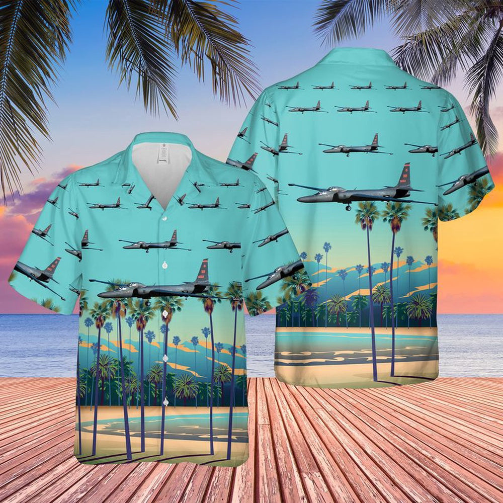 Air Force Hawaiian Shirt, US Air Force 1st Reconnaissance Squadron Lockheed U-2S Hawaiian Shirt, Airplane Hawaiian Shirt, Military Aloha Shirts