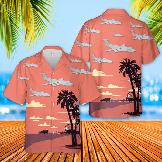 Air Force Hawaiian Shirt, US Air Force 22nd Airlift Squadron Lockheed C-5M Super Galaxy Hawaiian Shirt, Airplane Hawaiian Shirt, Military Aloha Shirts