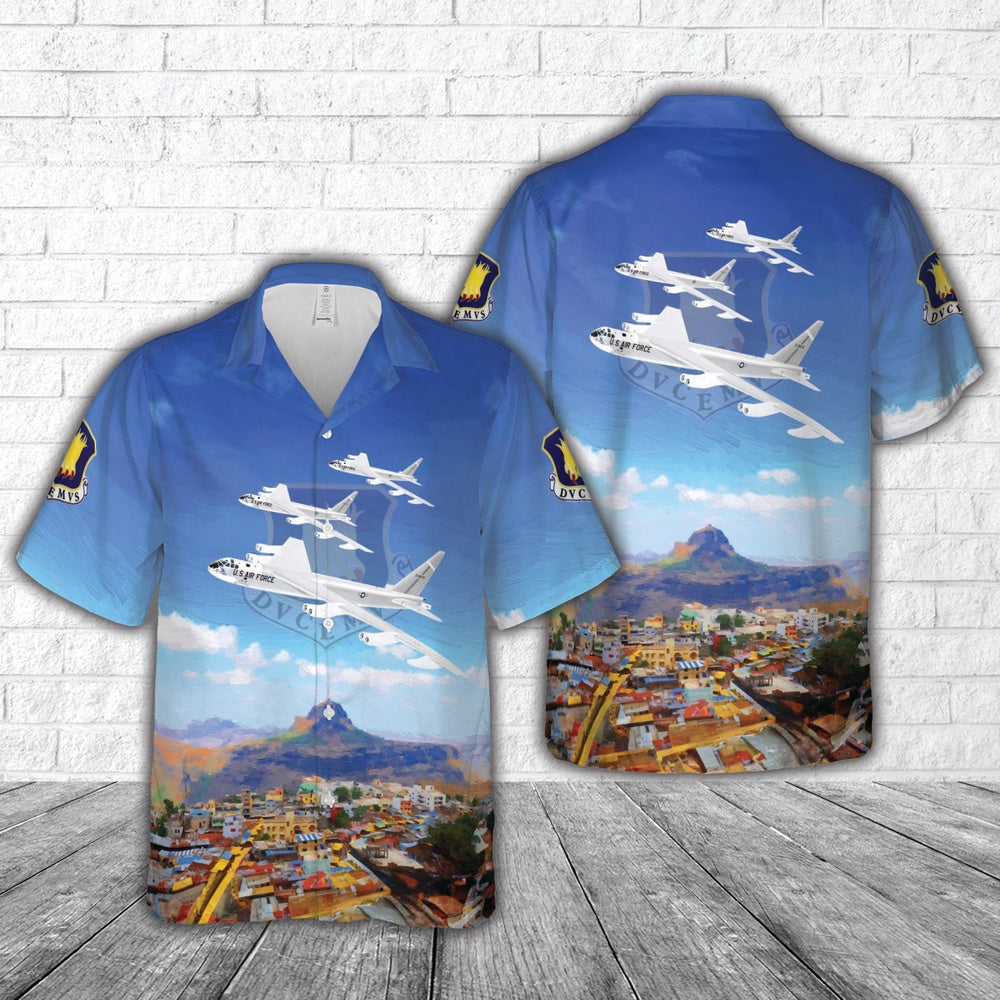 Air Force Hawaiian Shirt, US Air Force 22nd Bomb Wing â€œCity of Riversideâ€ March AFB 1964 RB-52B Hawaiian Shirt, Airplane Hawaiian Shirt