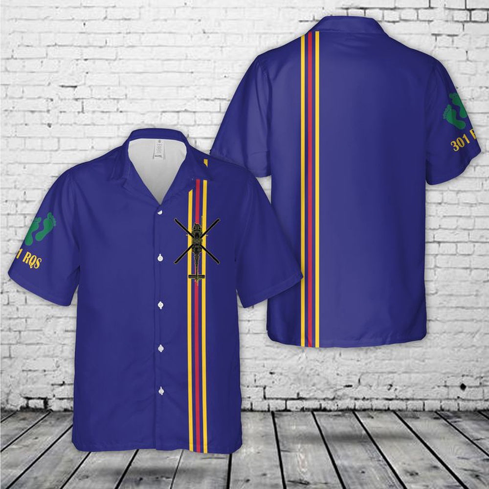 Air Force Hawaiian Shirt, US Air Force 301st Rescue Squadron Helicopter Hawaiian Shirt, Airplane Hawaiian Shirt, Military Aloha Shirts