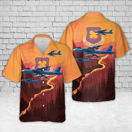 Air Force Hawaiian Shirt, US Air Force 307th Bomb Wing Boeing B-52H Stratofortress 61-0017 Hawaiian Shirt, Airplane Hawaiian Shirt