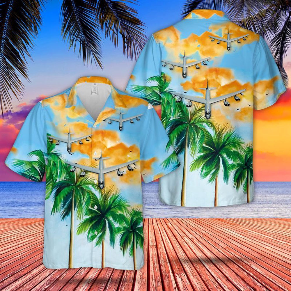 Air Force Hawaiian Shirt, US Air Force 307th Bomb Wing Boeing B-52H Stratofortress Hawaiian Shirt, Airplane Hawaiian Shirt, Military Aloha Shirts