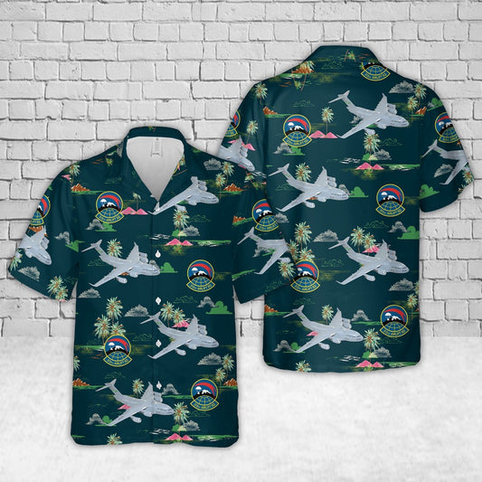 Air Force Hawaiian Shirt, US Air Force 313th Airlift Squadron Boeing C-17 Globemaster III Hawaiian Shirt, Airplane Hawaiian Shirt