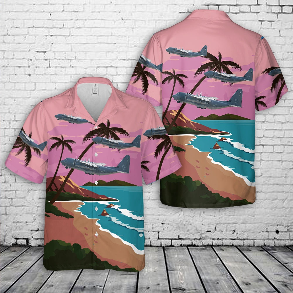Air Force Hawaiian Shirt, US Air Force 347th Rescue Group Lockheed Martin HC-130J Combat King II Hawaiian Shirt, Airplane Hawaiian Shirt