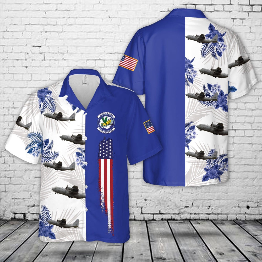 Air Force Hawaiian Shirt, US Air Force 37th Airlift Squadron C-130J Super Hercules Hawaiian Shirt, Airplane Hawaiian Shirt, Military Aloha Shirts