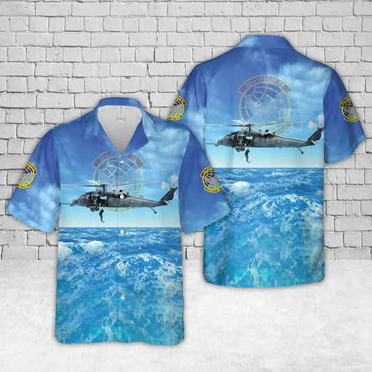 Air Force Hawaiian Shirt, US Air Force 38th Rescue Squadron Sikorsky HH-60G Pave Hawk Hawaiian Shirt, Airplane Hawaiian Shirt, Military Aloha Shirts
