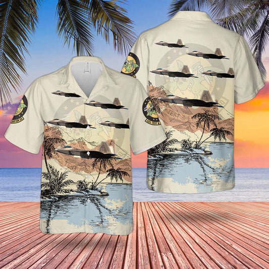 Air Force Hawaiian Shirt, US Air Force 422d Test and Evaluation Squadron Lockheed Martin F-22A Block 30 Raptor 06-4124 Hawaiian Shirt