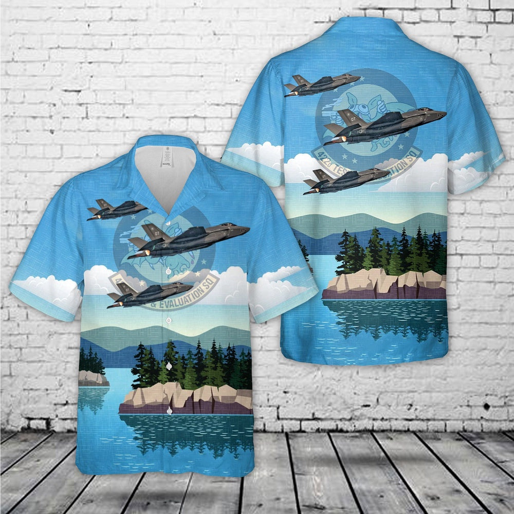 Air Force Hawaiian Shirt, US Air Force 422d Test and Evaluation Squadron Lockheed Martin F-35A Lightning II 10-5020 Hawaiian Shirt