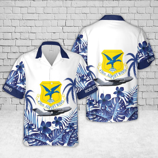 Air Force Hawaiian Shirt, US Air Force 436th Airlift Wing C-17 Globemaster III Hawaiian Shirt, Airplane Hawaiian Shirt, Military Aloha Shirts