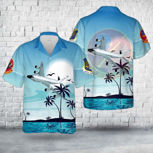 Air Force Hawaiian Shirt, US Air Force 49th Intelligence Squadron RC-135 Hawaiian Shirt, Airplane Hawaiian Shirt, Military Aloha Shirts