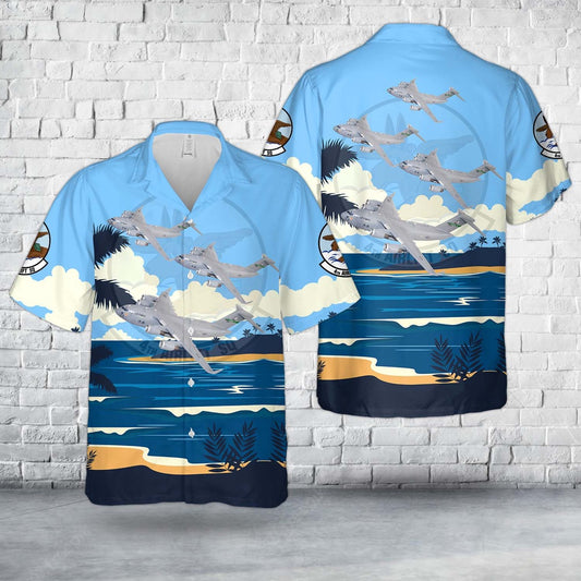 Air Force Hawaiian Shirt, US Air Force 4th Airlift Squadron Boeing C-17 Globemaster III Hawaiian Shirt, Airplane Hawaiian Shirt, Military Aloha Shirts