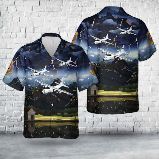 Air Force Hawaiian Shirt, US Air Force 54th Weather Reconnaissance Squadron Lockheed WC-130H-LM Hercules (sn 64-14861) Hawaiian Shirt