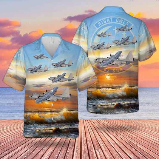 Air Force Hawaiian Shirt, US Air Force 67th Special Operations Squadron Lockheed MC-130P Combat Shadow Hawaiian Shirt, Airplane Hawaiian Shirt