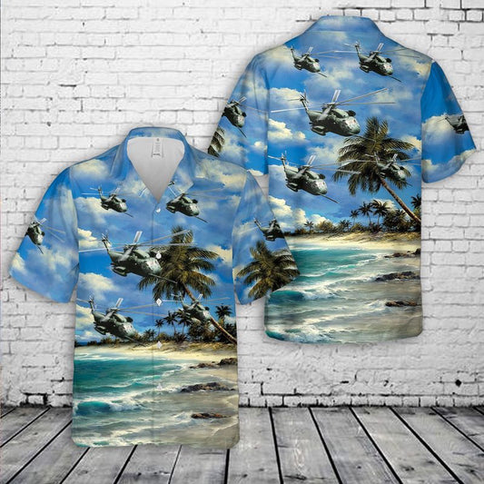 Air Force Hawaiian Shirt, US Air Force 67th Special Operations Squadron Sikorsky HH-53C Super Jolly Green Giant Hawaiian Shirt