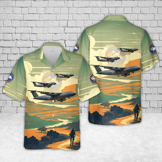 Air Force Hawaiian Shirt, US Air Force 68th Airlift Squadron Lockheed C-5 Galaxy Hawaiian Shirt, Airplane Hawaiian Shirt, Military Aloha Shirts
