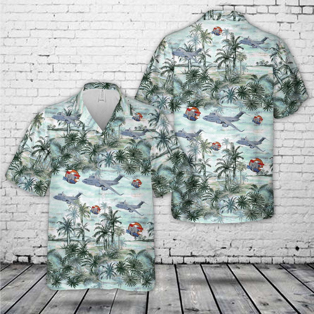 Air Force Hawaiian Shirt, US Air Force 728th Airlift Squadron Flying Knights Boeing C-17 Globemaster III Hawaiian Shirt, Airplane Hawaiian Shirt