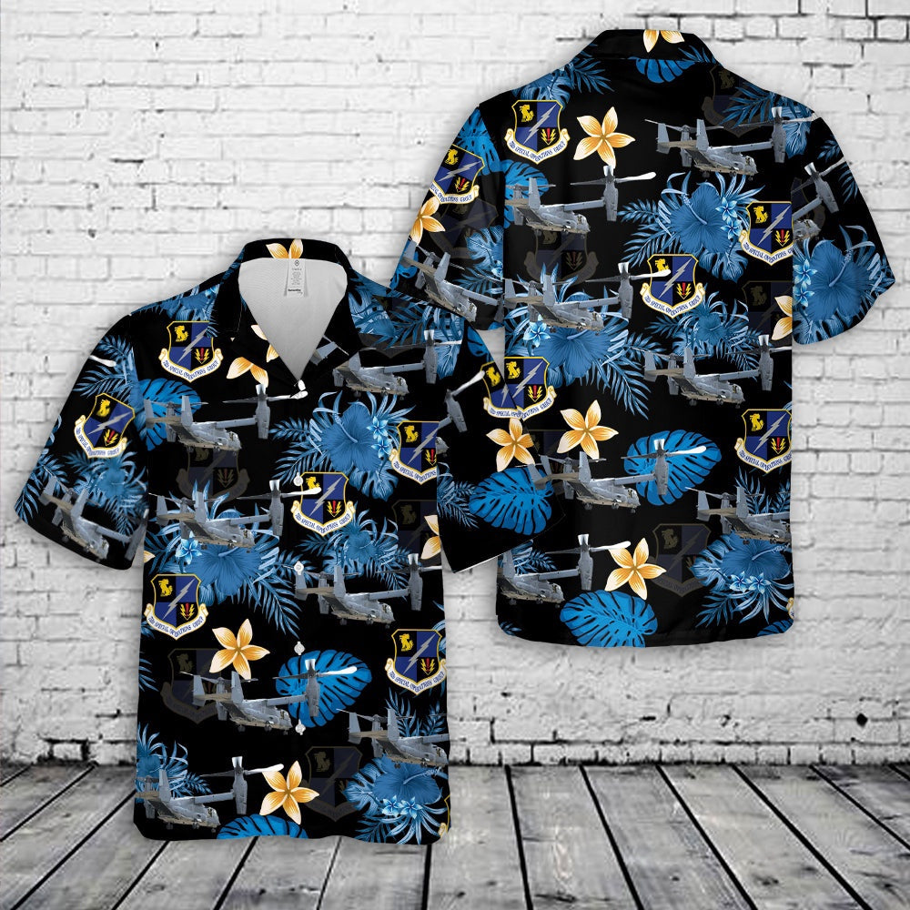 Air Force Hawaiian Shirt, US Air Force 752nd Special Operations Group CV-22 Osprey Hawaiian Shirt, Airplane Hawaiian Shirt, Military Aloha Shirts
