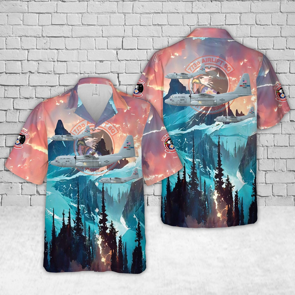 Air Force Hawaiian Shirt, US Air Force 773rd Airlift Squadron Fleagles Lockheed C-130 Hercules Hawaiian Shirt, Airplane Hawaiian Shirt