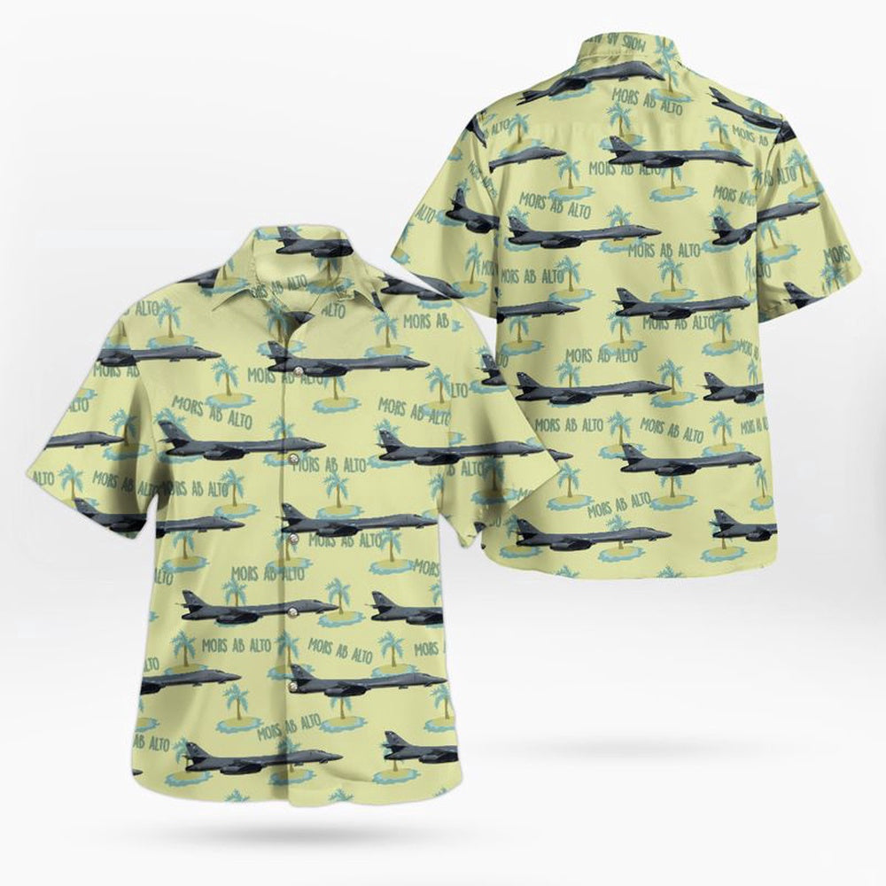 Air Force Hawaiian Shirt, US Air Force 7th Bomb Wing (7 BW) Rockwell B-1 Lancer Hawaiian Shirt, Airplane Hawaiian Shirt, Military Aloha Shirts