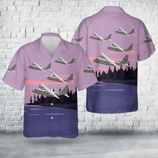 Air Force Hawaiian Shirt, US Air Force 96th Airlift Squadron Minnesota Flying Vikings Lockheed C-130 Hercules Hawaiian Shirt, Airplane Hawaiian Shirt
