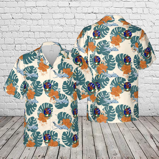 Air Force Hawaiian Shirt, US Air Force 97th Airlift Squadron Fightin' Roos McDonnell Douglas C-17 Globemaster III Hawaiian Shirt