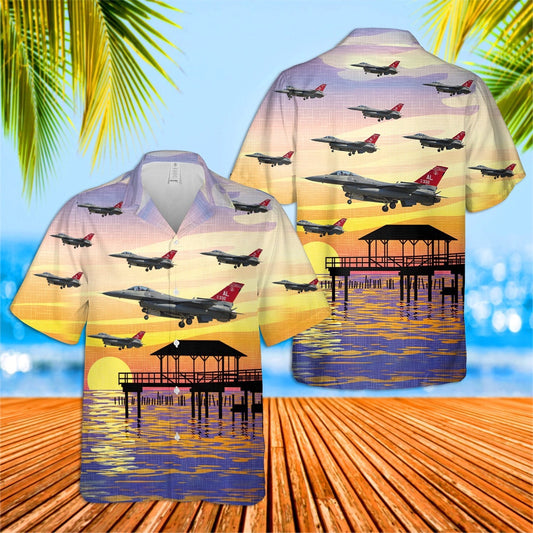 Air Force Hawaiian Shirt, US Air Force Alabama Air National Guard F-16C Fighting Falcon Hawaiian Shirt, Airplane Hawaiian Shirt, Military Aloha Shirts