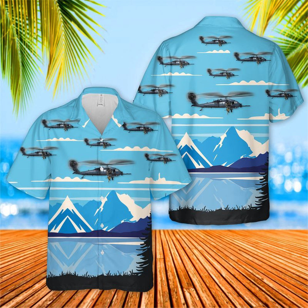 Air Force Hawaiian Shirt, US Air Force Alaska Air National Guard 210th Rescue Squadron HH-60G Pave Hawk Hawaiian Shirt, Airplane Hawaiian Shirt