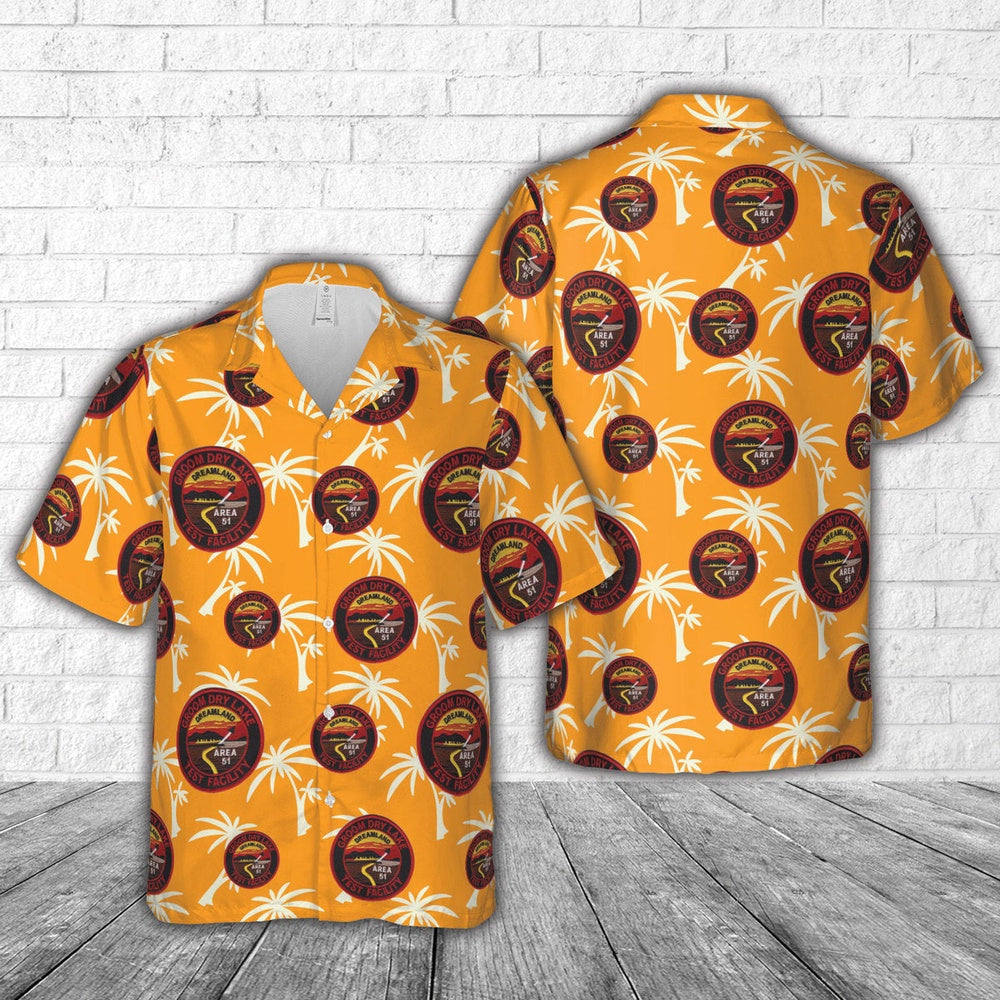 Air Force Hawaiian Shirt, US Air Force Area 51 Groom Dry Lake Test Dreamland Space Alien Research Hawaiian Shirt, Airplane Hawaiian Shirt
