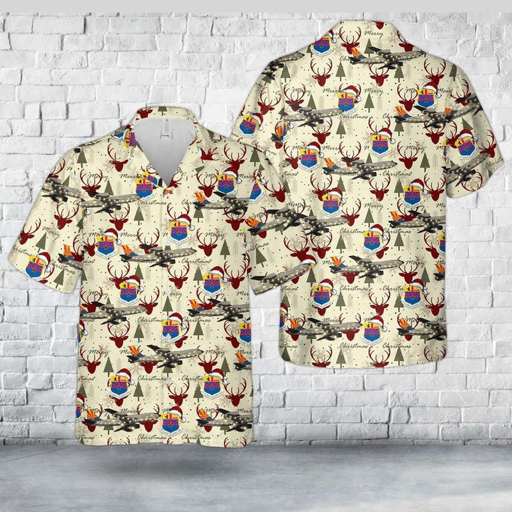 Air Force Hawaiian Shirt, US Air Force Arizona Air National Guard 161st Air Refueling Wing KC-135R Stratotanker Christmas Hawaiian Shirt