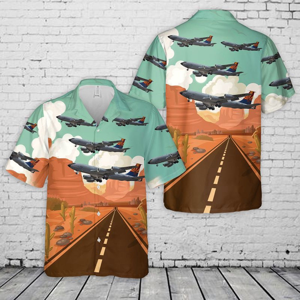 Air Force Hawaiian Shirt, US Air Force Arizona Air National Guard Boeing KC-135 Stratotanker 62-3516 Hawaiian Shirt, Airplane Hawaiian Shirt