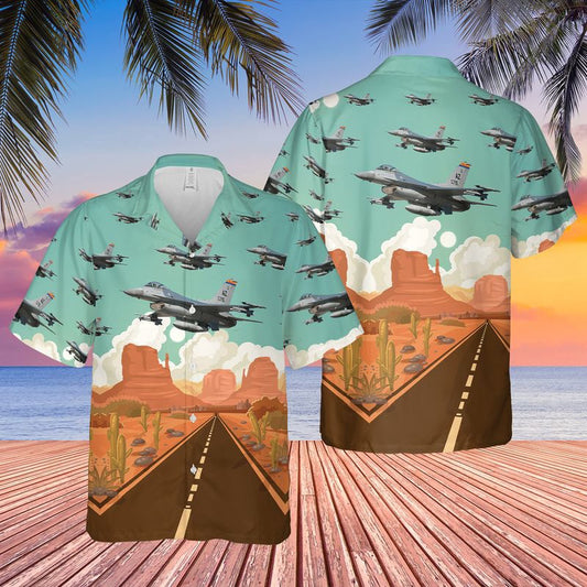 Air Force Hawaiian Shirt, US Air Force Arizona Air National Guard F-16 Fighting Falcon Hawaiian Shirt, Airplane Hawaiian Shirt, Military Aloha Shirts
