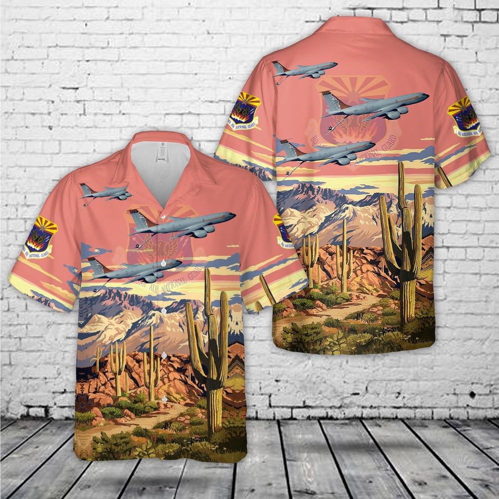 Air Force Hawaiian Shirt, US Air Force Arizona Air National Guard KC-135 Stratotanker Hawaiian Shirt, Airplane Hawaiian Shirt, Military Aloha Shirts