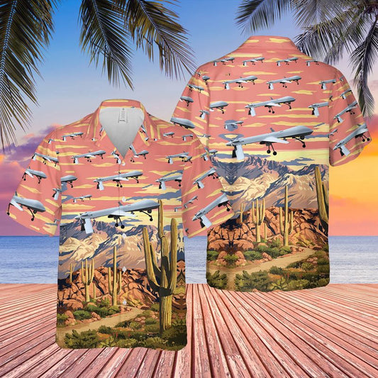 Air Force Hawaiian Shirt, US Air Force Arizona Air National Guard MQ-1B Predators Hawaiian Shirt, Airplane Hawaiian Shirt, Military Aloha Shirts