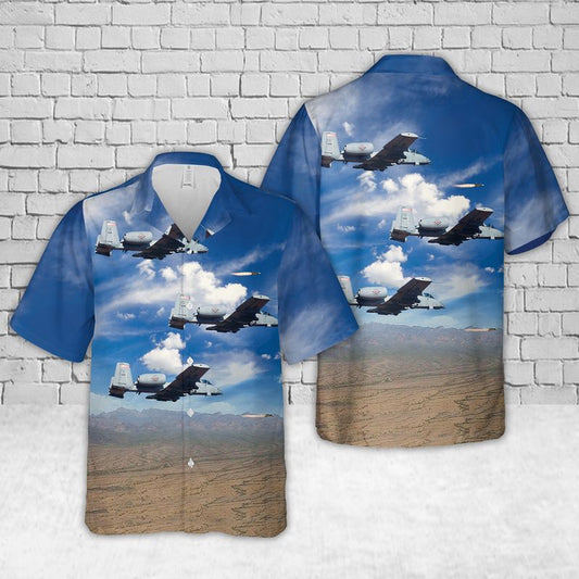 Air Force Hawaiian Shirt, US Air Force Arkansas Air National Guard A-10C Firing An AGM-65 Hawaiian Shirt, Airplane Hawaiian Shirt