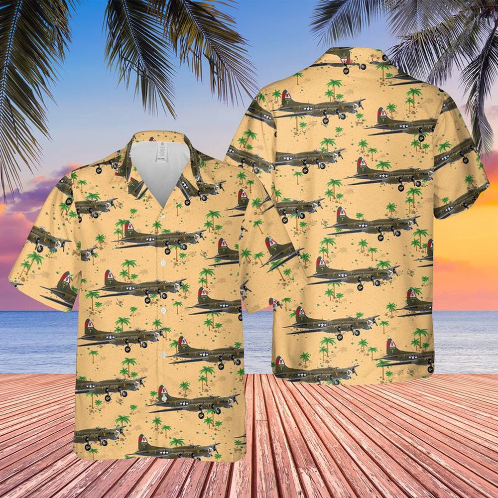 Air Force Hawaiian Shirt, US Air Force B-17G Flying Fortress 42-31713 'Snake Hips' Of 92nd Bombardment Group Hawaiian Shirt, Airplane Hawaiian Shirt
