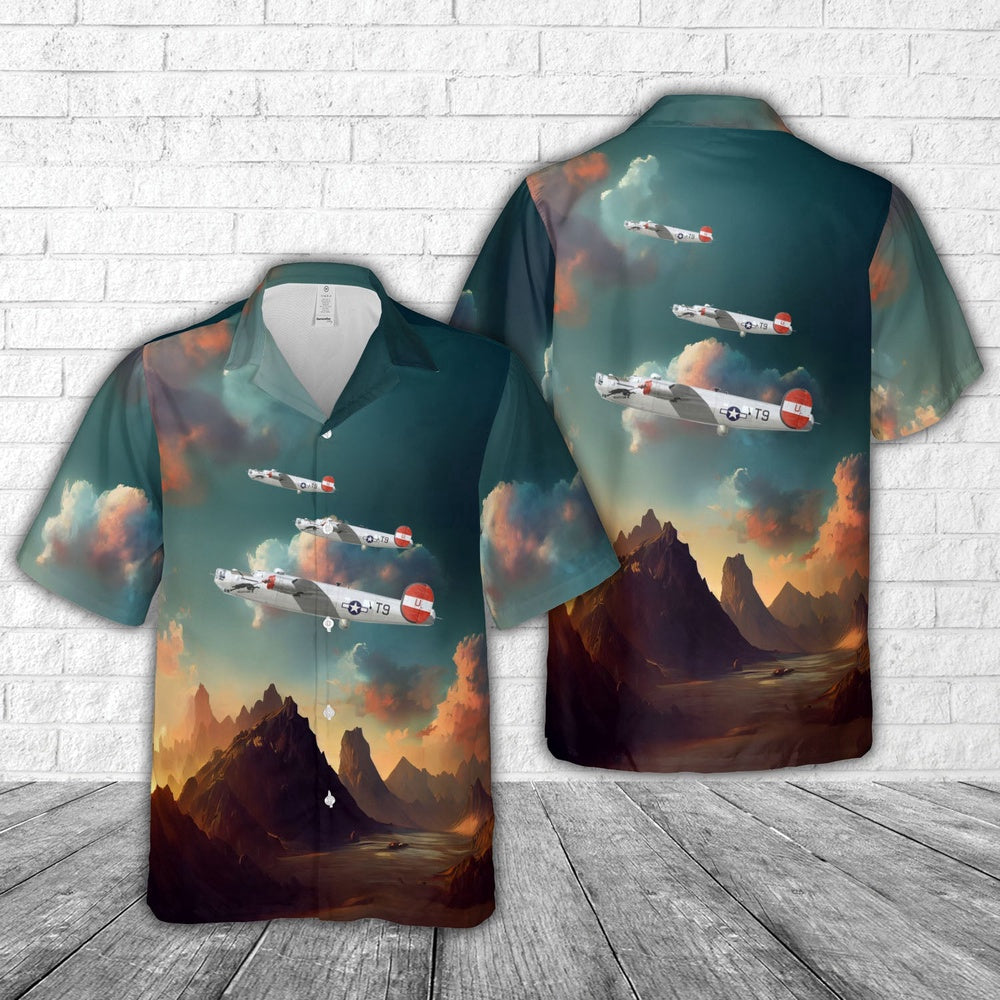 Air Force Hawaiian Shirt, US Air Force B-24J 'Black Cat', 785th Bomb Squadron, 466th Bomb Group, 8th Air Force, 1945 Hawaiian Shirt