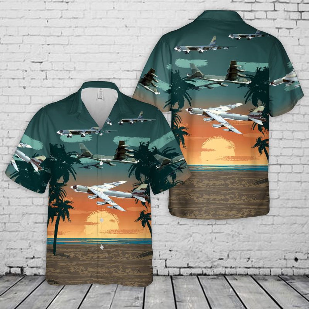 Air Force Hawaiian Shirt, US Air Force B-52 G Stratofortress Bomber airplane Hawaiian Shirt, Airplane Hawaiian Shirt, Military Aloha Shirts