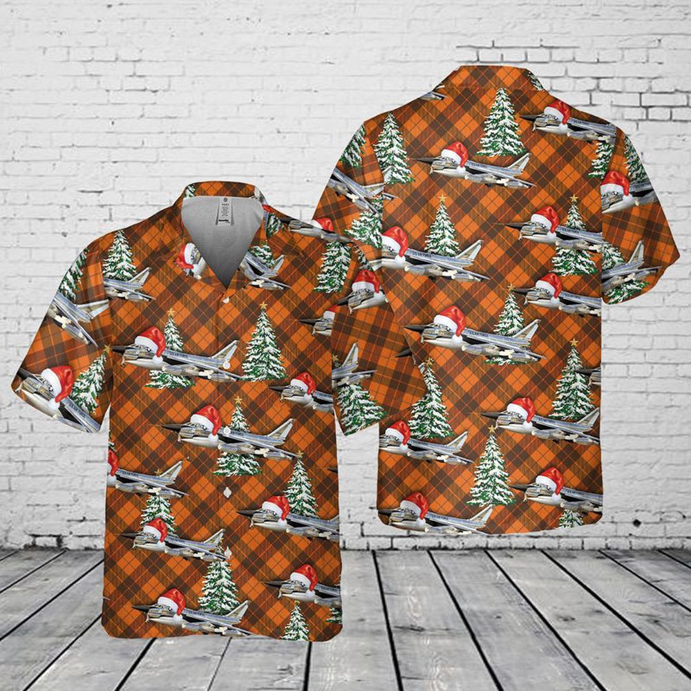 Air Force Hawaiian Shirt, US Air Force B-58A Hustler (AF Serial No. 59-2458), The Cowtown Hustler Christmas Pocket Hawaiian Shirt