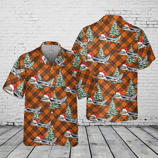 Air Force Hawaiian Shirt, US Air Force B-58A Hustler (AF Serial No. 59-2458), The Cowtown Hustler Christmas Pocket Hawaiian Shirt