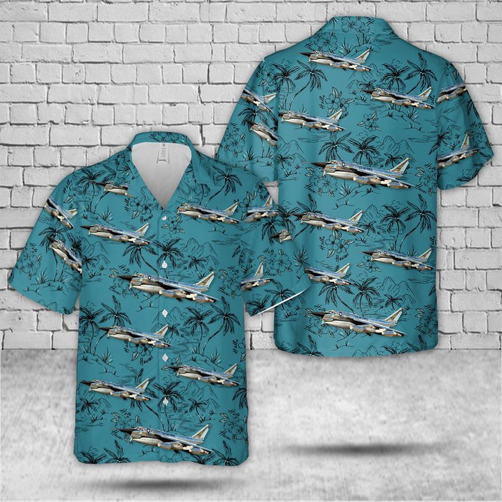 Air Force Hawaiian Shirt, US Air Force B-58A Hustler (AF Serial No. 59-2458), The Cowtown Hustler Hawaiian Shirt, Airplane Hawaiian Shirt