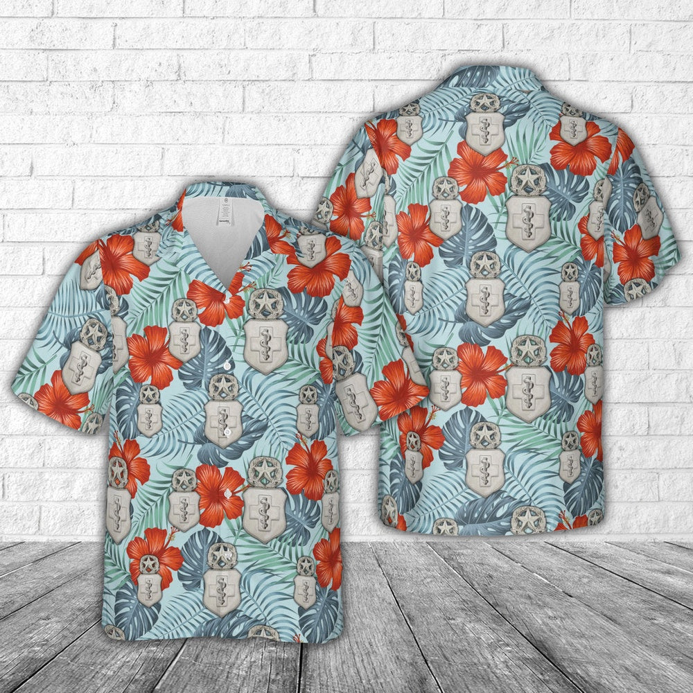 Air Force Hawaiian Shirt, US Air Force Basic Medical Technician Badge Master Hawaiian Shirt, Airplane Hawaiian Shirt, Military Aloha Shirts