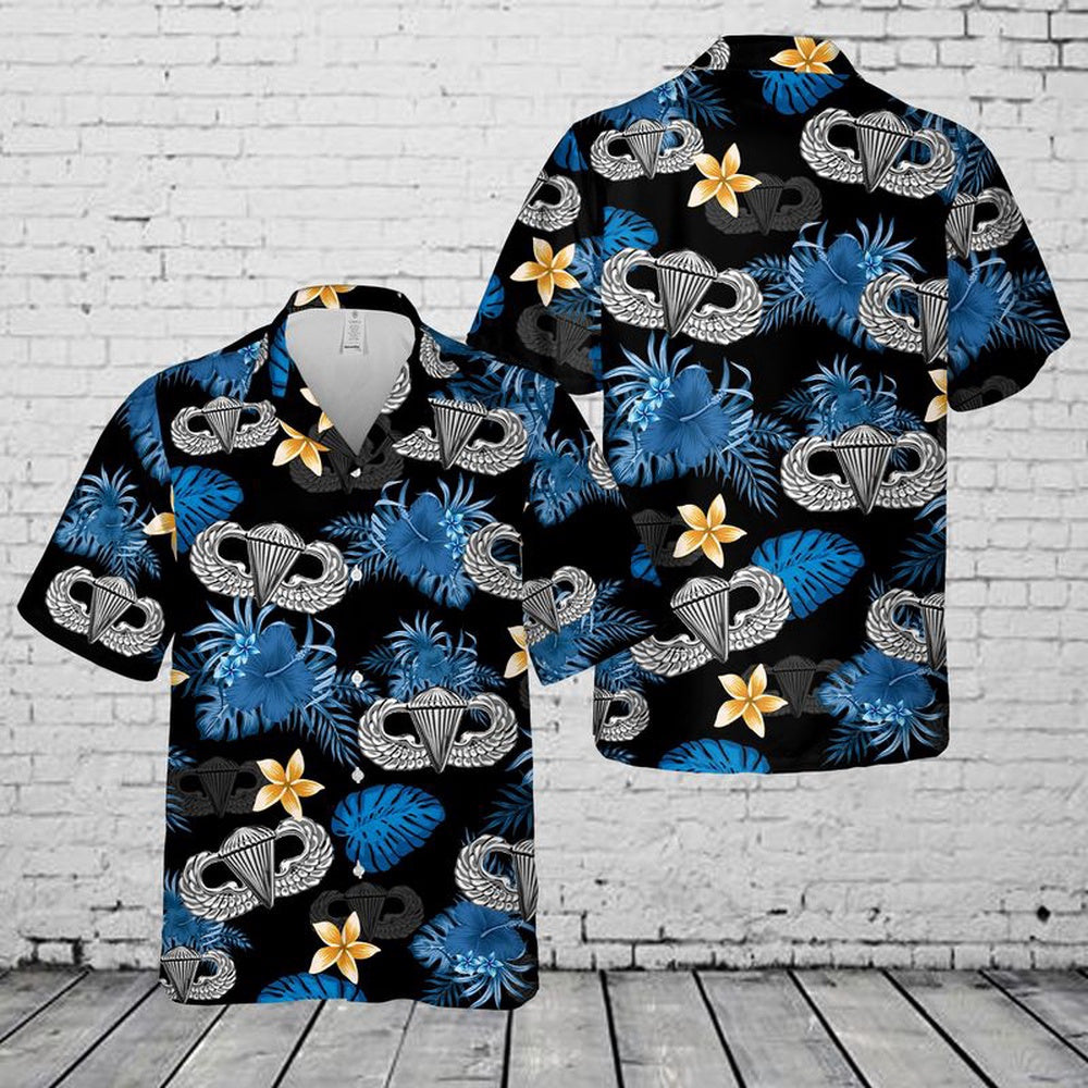 Air Force Hawaiian Shirt, US Air Force Basic Parachutist Badge Hawaiian Shirt, Airplane Hawaiian Shirt, Military Aloha Shirts