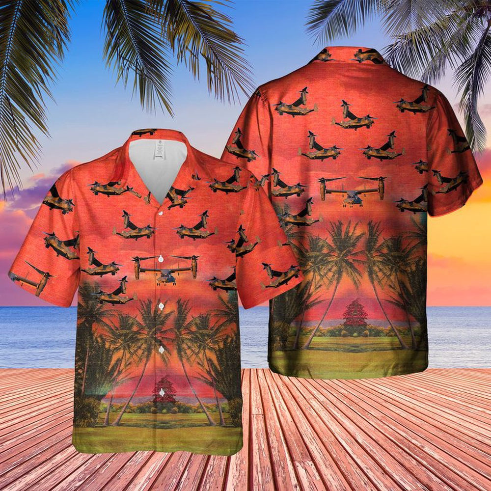 Air Force Hawaiian Shirt, US Air Force Bell Boeing CV-22B Osprey Hawaiian Shirt, Airplane Hawaiian Shirt, Military Aloha Shirts
