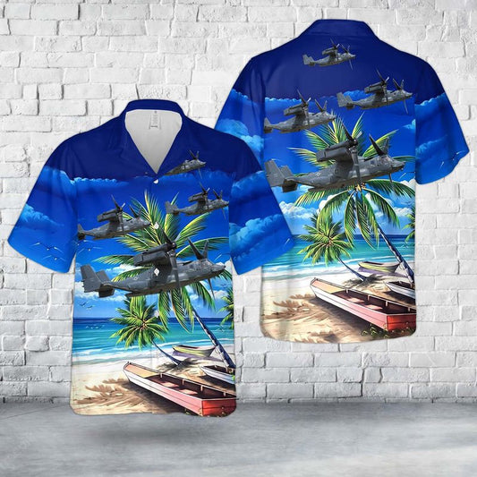 Air Force Hawaiian Shirt, US Air Force Bell Boeing V-22 Osprey Hawaiian Shirt, Airplane Hawaiian Shirt, Military Aloha Shirts