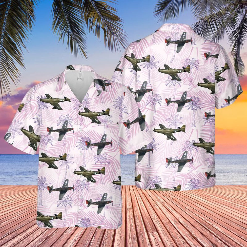 Air Force Hawaiian Shirt, US Air Force Bell P-63 Kingcobra Hawaiian Shirt, Airplane Hawaiian Shirt, Military Aloha Shirts