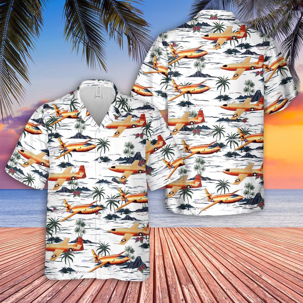 Air Force Hawaiian Shirt, US Air Force Bell X-1 X-1 Glamorous Glennis Hawaiian Shirt, Airplane Hawaiian Shirt, Military Aloha Shirts
